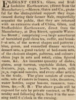 Gates and Company sold china, glass and earthenware in Don Street in 1832
