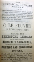 C Le Feuvre was running the Beresford Library in 1886