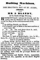 Advertisement for bathing machines in St Aubin's Bay - special facilities for ladies and children, and strict rules covering bathing times