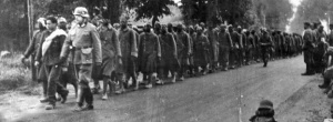 Forced workers being marched across the island