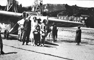 The beach at West Park would be used for commercial flying but there were some early joyrides from St Brelade's Bay by this aircraft, the Silver Bat