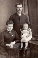 Alfred Desire Louis Langlois, his wife Isabella Ann Le Rouley and their son Alfred John, photographed by Billinghurst and Smith in 1885