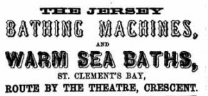 1857 advert for sea baths and bathing machines at St Clement