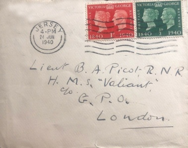 ... exactly 100 years later, a last chance to write to a Jerseyman serving in the Royal Navy in World War 2. A week after this letter was sent the Germans invaded and the island was sealed off from the outside world