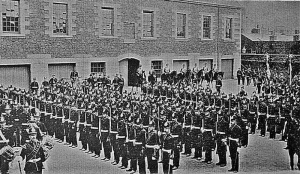 Militia parade in front of the Town Arsenal in 1904
