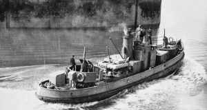 A harbour protection vessel in St Helier Harbour in 1945