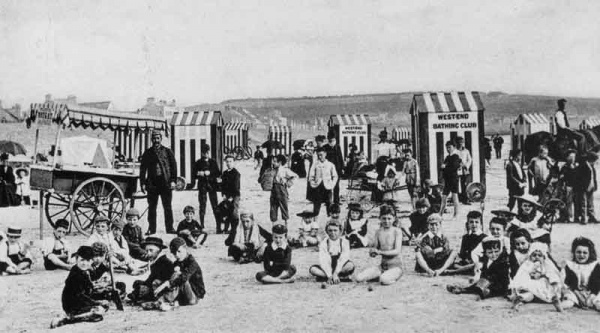 The beach in 1909 ...