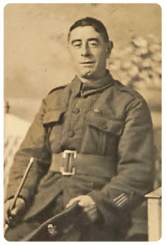 Rifleman Edward Giffard served with the East Battalion Militia before joining the Royal Irish Rifles as a member of the Jersey Contingent. Born in 1885 he was one of three sons of Edward Sidney Giffard and Alice Ann, nee Le Breton, of St Clement, to serve in the Army. He was wounded in the figthing at Guillemont/Ginchy in September 1916, and was treated in Abbey Hospital, Beford. Returning to duty, he was wounded twice near Frezenberg in August 1917 while serving as a HQ runner. During the same period he was awarded the Military Medal for bravery. At the time of his Town Hall presentation in October 1917, even he was not clear what specific event had led to his MM award. After treatment for his injuries in Torbay Hospital he returned to transfer to 2nd Hampshire Regiment with the rest of the Jersey Company.