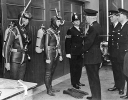 The Police sub-aqua team are inspected