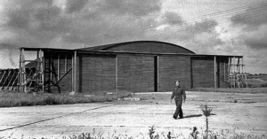 A surviving German blister hangar from the Occupation years