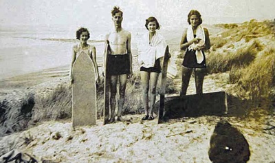 Early surfers at St Ouen's Bay in the 1920s - picture Jersey Evening Post