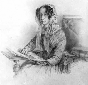 Pencil drawing of Harriet Le Couteur