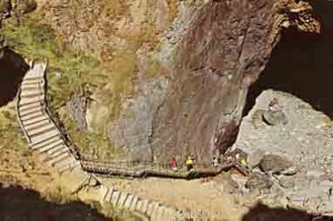 Precarious steps down to Devil's Hole, or Creux de Vis