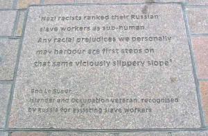 Plaque commemorating Bob Le Sueur's actions