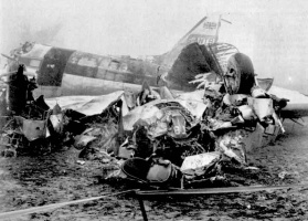 The wreck of the Dakota which crashed in fog in 1965