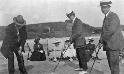 Golf on the beach at St Brelade in 1917