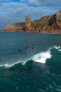 Surfing at the L'Etacq end of St Ouen's Bay is for the experienced surfer