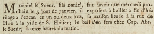 Daniel Le Sueur, son of Daniel, advertised the sale of his Hue Street house in Gazette de l’Ile de Jersey in 1803