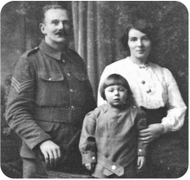 George Frederick Ernest Bowden, Adelina Maud, nee Rault, and George, 1916