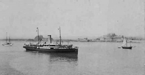 A steamer approaching St Helier Harbour