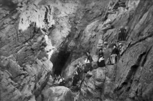 Visiting a cave in 1900