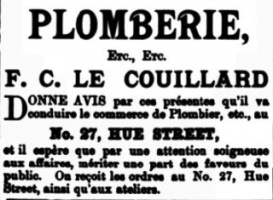 Advert from the Nouvelle Chronique in 1896 for Francis Charles Le Couillard