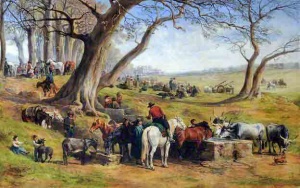 The horse fair, an Italian scene, 1861; Charles Poingdestre