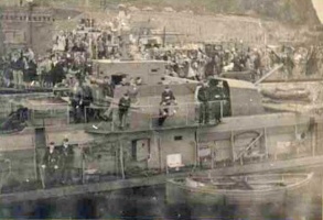 A German vessel in the harbour on Liberation Day