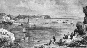 The harbour under construction in 1852