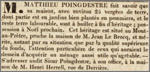 25-vergee farm at Mont au Pretre for sale in 1825