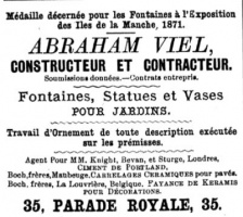1887 advert from L'Almanach de la Gazette de Jersey for builder Abraham Viel