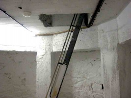 The stairs from the ground to first floors