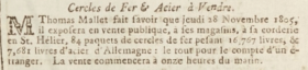 Thomas Mallet advertised iron and steel for sale in 1805 at his St Helier rope walk store