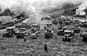Lorries parked during a Sunday School outing