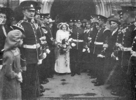 A sergeant in the Devonshire Regiment Band weds a local girl in about 1912