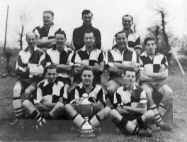 R Le Riche (back row, right) was a member of the league champions BOBA football team in 1946-47