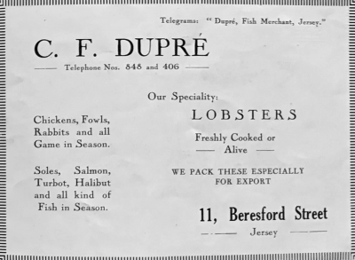 1930 advert for the fishmonger business