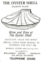 1965 advert for Oyster Shell Restaurant, Halkett Place