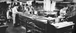 The composing room in the 1960s