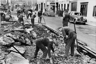 Removing railway track at Commercial Buildings