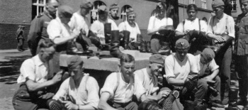 It is not clear where in Jersey, or when, this picture of German soldiers cleaning their boots was taken