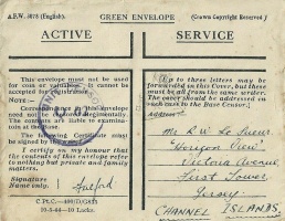 A letter received by R W Le Sueur from a serviceman during the Great War