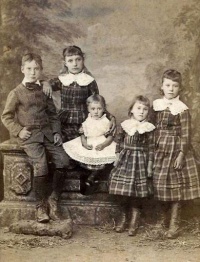 Turner children: Jack, and four of his five sisters, in about 1890 - picture by T Price of Jersey