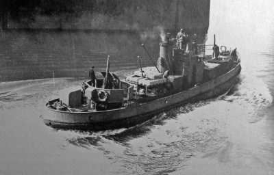 A German vessel heads out to HMS Beagle