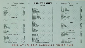1960s prices at the Bal Tabarin