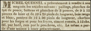Wood merchant Michel Quesnel's 1830 advert