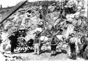 An early photograph of quarrying at L'Etacq