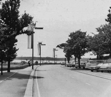 Lamp posts decorated for the 1978 visit of the Queen and Prince Philip