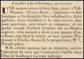 1832 advert in L'Impartial
