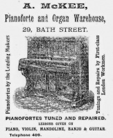 An advertisement for the McKee music business in Bath Street